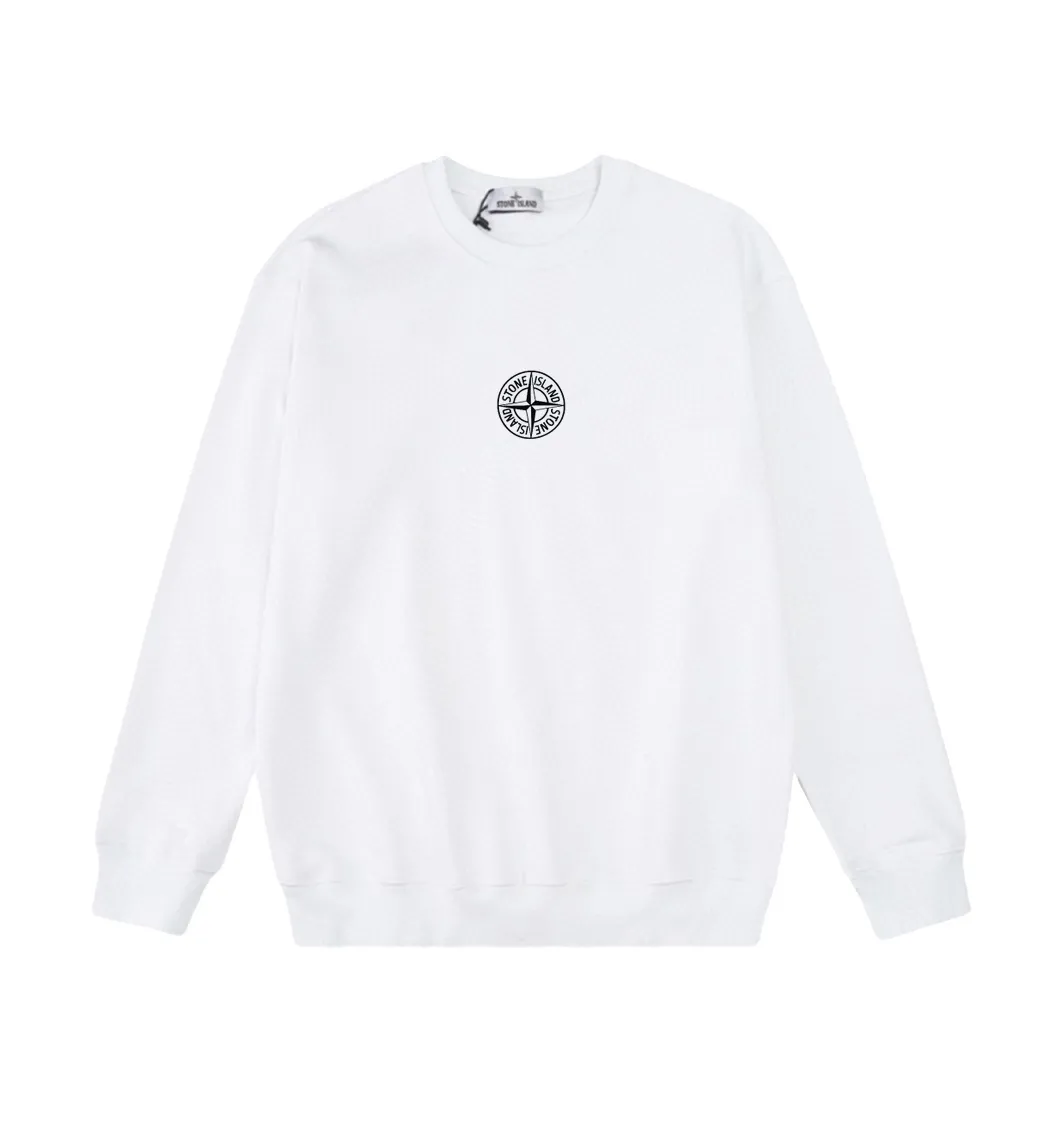 W818#P160💰 Stone Island Stone Island halo compass logo printed round neck long-sleeved sweatshirt! Versatile base round neck sweatshirt for couples! Simple armband design, customized 1*1 thread (fine texture), 380g double-strand large terry fabric, very good quality, foreign trade craftsmanship, respect the original version! The threads at the cuffs and hem are all original bartacks! The time-consuming and material consumption distinguishes the ordinary version on the market! Tops worn by celebrities from all walks of life on INS, can be matched with couple styles!  Color: Black White Size: M-XXL